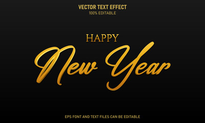 Happy new year 3d gold style editable text effect