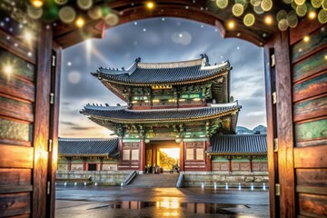 Fototapeta premium Candid Photography of Gyeongbokgung Palace Gate in Seoul, South Korea - Stunning Architecture and Cultural Heritage