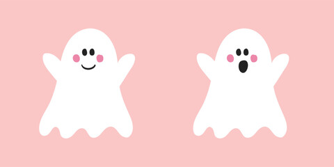Cute spooky ghosts. Clipart collection. Halloween design. Vector illustration