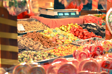 colorful candies and jellies as background