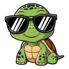 Obraz premium Cute Turtle Wearing Sunglasses Illustration
