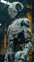 Fototapeta premium Cutting-edge AI robot factory, 4K hyperrealistic photo