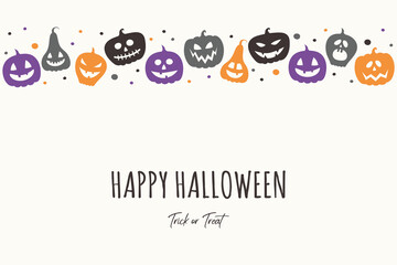 Creepy pumpkin lanterns on background with wishes. Halloween card. Vector