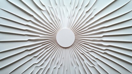 Symmetrical paper cut sunburst with radiating, sharp rays, creating a dynamic focal point, paper cut sunburst, symmetrical abstract design