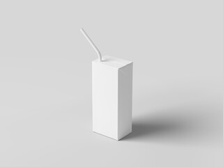 Carton juice box mockup with straw