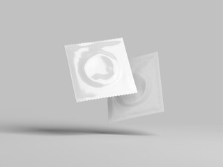 Foront view floating two condom package mockup