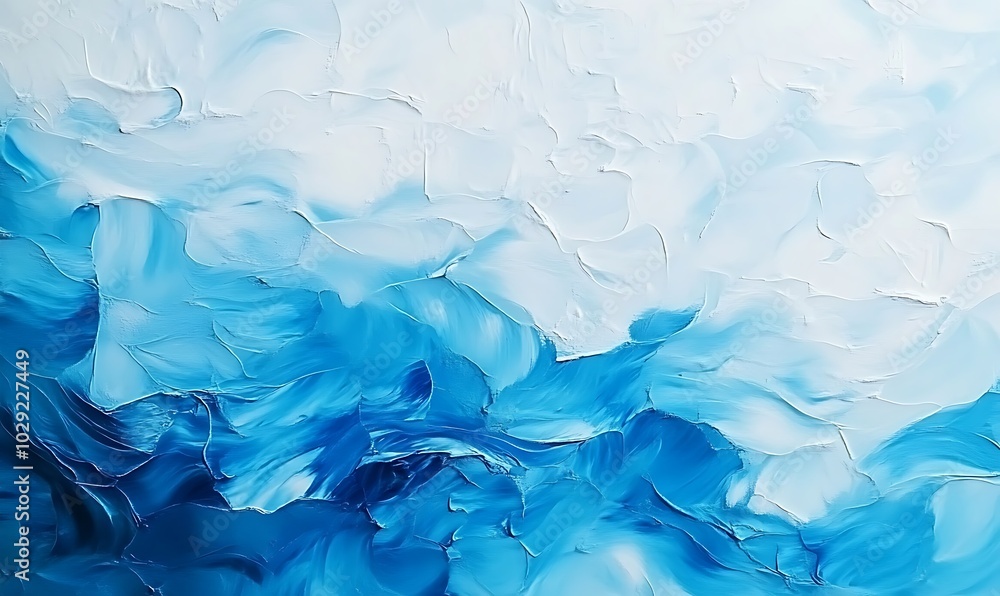 Poster abstract background of vivid blue and white color mixing with different tints creating uneven surfac