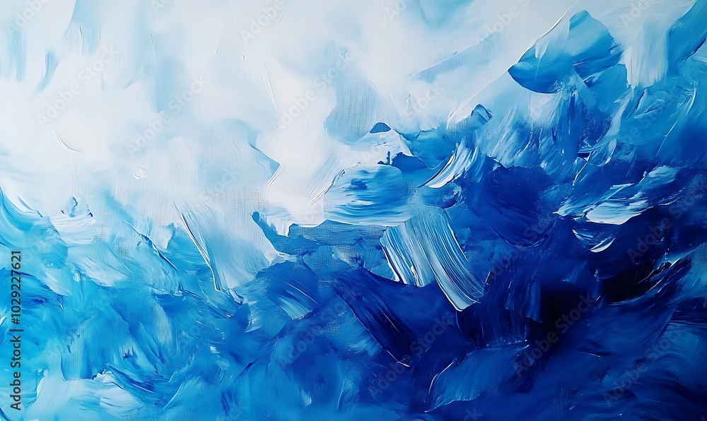Poster abstract background of vivid blue and white color mixing with different tints creating uneven surfac