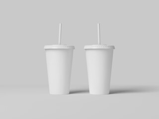Front view two soda cup mockup