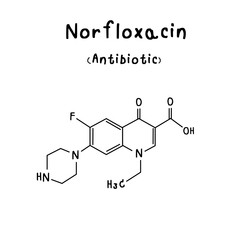 Fototapeta premium drug chemical structure of Norfloxacin illustration