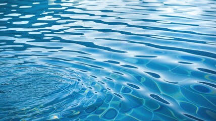 Rippling water surface with sunlight reflections, blue tones, serene and calming.