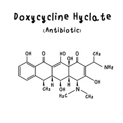 drug chemical structure of Doxycycline Hyclate illustration