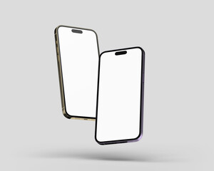 Front view two floating smartphone mockup