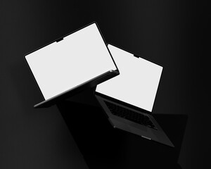 Two floating laptop mockup with dark background