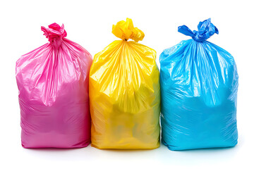 Assorted Plastic Trash Bags in Vibrant Colors Perfect for Waste Sorting