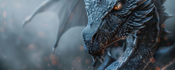 Enigmatic dragon portrait, 4K hyperrealistic photo