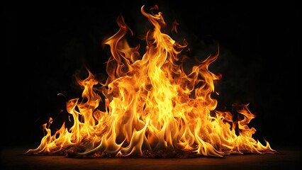 Obraz premium Flickering realistic fire flames isolated on black background mesmerizing and radiant Extreme Close-Up
