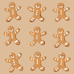 Vector set of Christmas gingerbread cookie