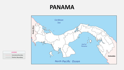 Fototapeta premium Panama Map. Political map of Panama with state border in outline. Political map of Panama with outline and neighbouring countries.