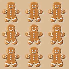 Vector set of Christmas gingerbread cookie