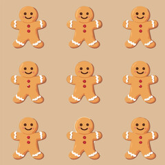 Vector set of Christmas gingerbread cookie