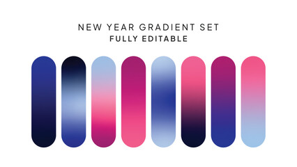 Set of New Year Gradients Background, Abstract Blue Pink Gradient Collection Background Vector Set	
