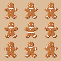Vector set of Christmas gingerbread cookie