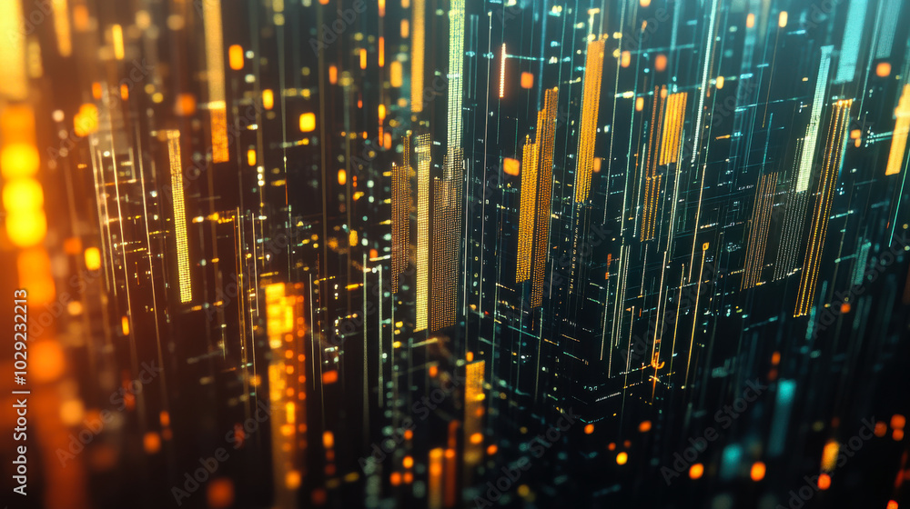 Poster dynamic visualization of sound waves in a digital environment showcasing vibrant colors and intricat