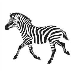 Fototapeta premium Running Zebra Silhouette, Illustration Isolated On White Background