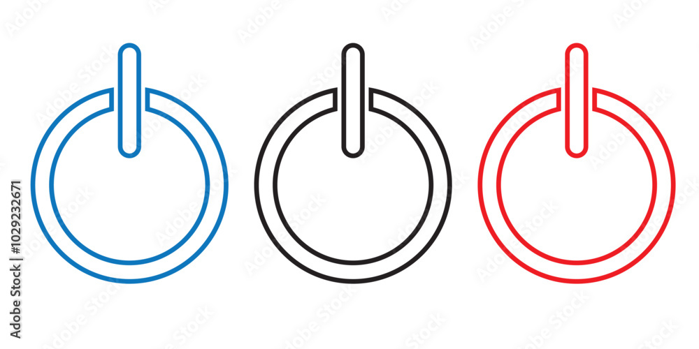 Poster button on off icon set. power turn off switch vector symbol in a black filled and outlined style. sh