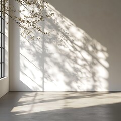 A serene interior space with soft shadows and natural light.