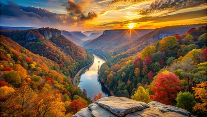 Sunrise Over New River Gorge National Park - Long Exposure October Beauty