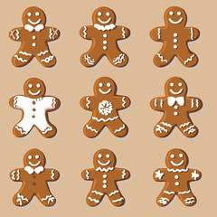 Vector set of Christmas gingerbread cookie