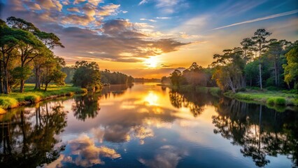 Florida sunrise over Ochlockonee River reflected in water