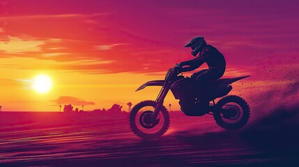 Motor cross racing sunset background