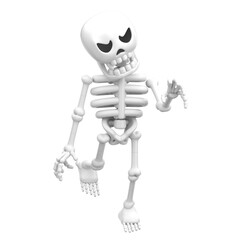 3D Walking Skeleton Icon, perfect for Halloween designs, spooky projects, or fun horror-themed illustrations