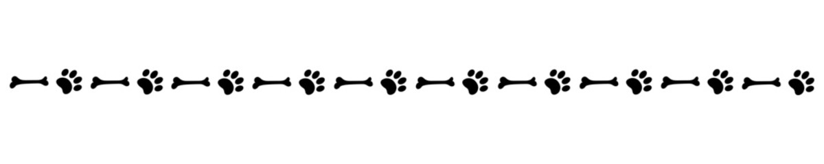 Paws dog and bones divider border stripe vector design element