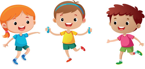 Fototapeta premium Happy children playing together, running and having fun