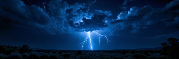 lightning energy bolt in the night sky