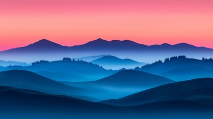 Serene Silhouette of Mountains at Dusk