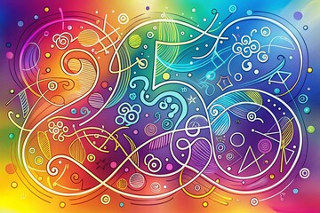 Surreal Continuous Line Drawings of Handwritten Number Symbols 0-9 for Creative Design Use