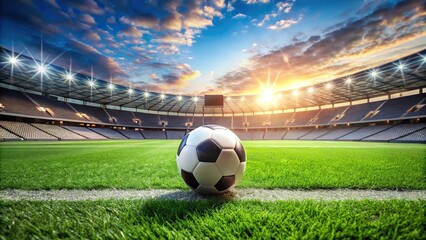 Football match on grass with football field in background