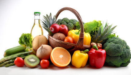 shopping bag healthy food, isolated on white background