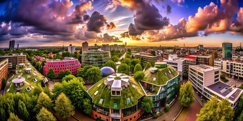 Surreal Eindhoven Cityscape Drone View
