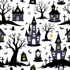 Scary Haunted House and Spider Halloween Backgrounds