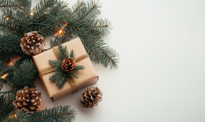 A brown box with pine cones on top of it