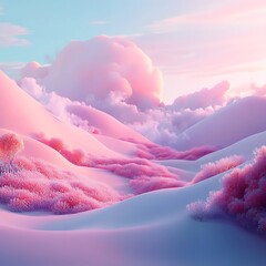 Cinematic background of a dreamlike landscape with minimal inputs and a macro view AI generated illustration