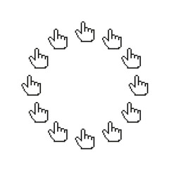 Pixel finger circle frame. Hand round border design