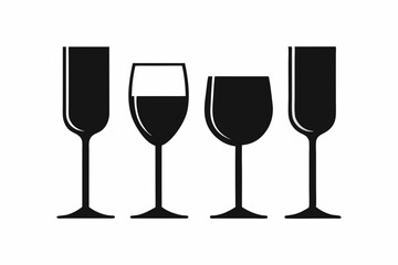 
Wine glass silhouette vector set, Wine glass icon vector

