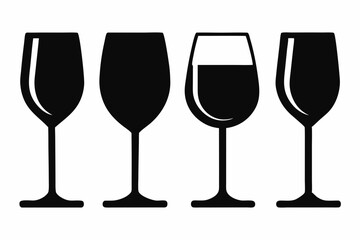 
Wine glass silhouette vector set, Wine glass icon vector

